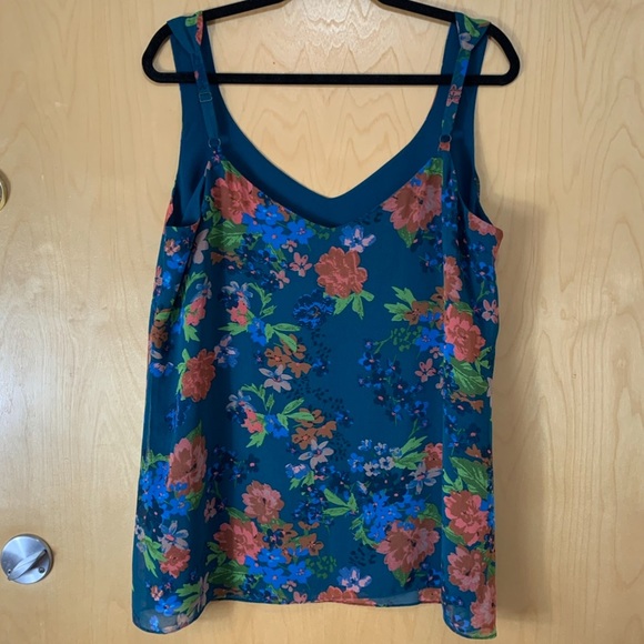 CAbi Teal Floral Print Still Life Cami Blouse - Picture 3 of 12